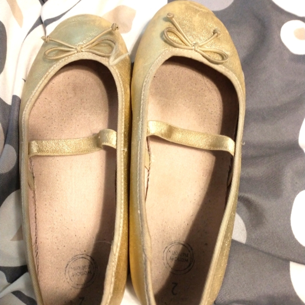 Girls gold Mary Janes